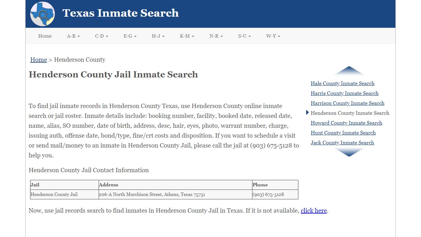 Henderson County Jail Inmate Search